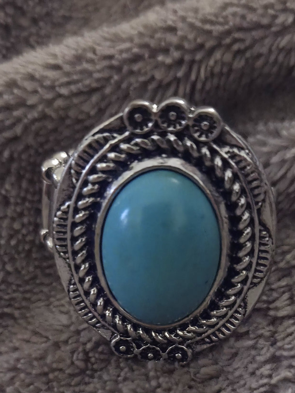 Faux Turquoise Oval Statement Ring